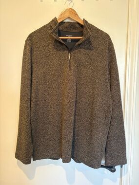 Van Heusen Men's Heathered Brown Quarter-Zip Classic Fit Sweater. Size XXL